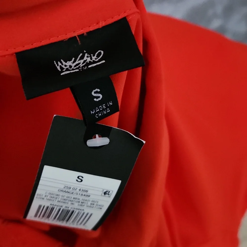 Mossimo Orange Button Down Womens Blouse Sz Small NEW - Picture 7 of 7